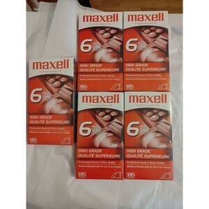 Lot Of 5 Maxell T-120 6-Hour High Grade Blank VHS Video Cassette Tapes NEW